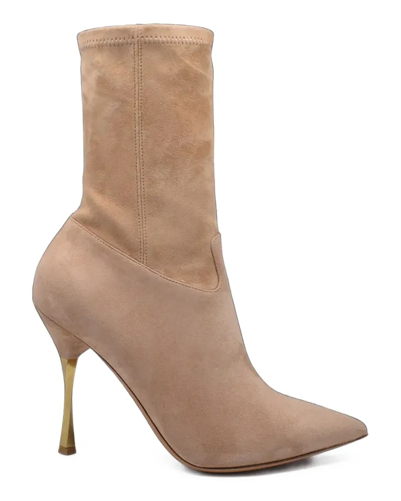 Valentino Garavani Wildlederstiefel mit verdrehtem Absatz - Nude Nude