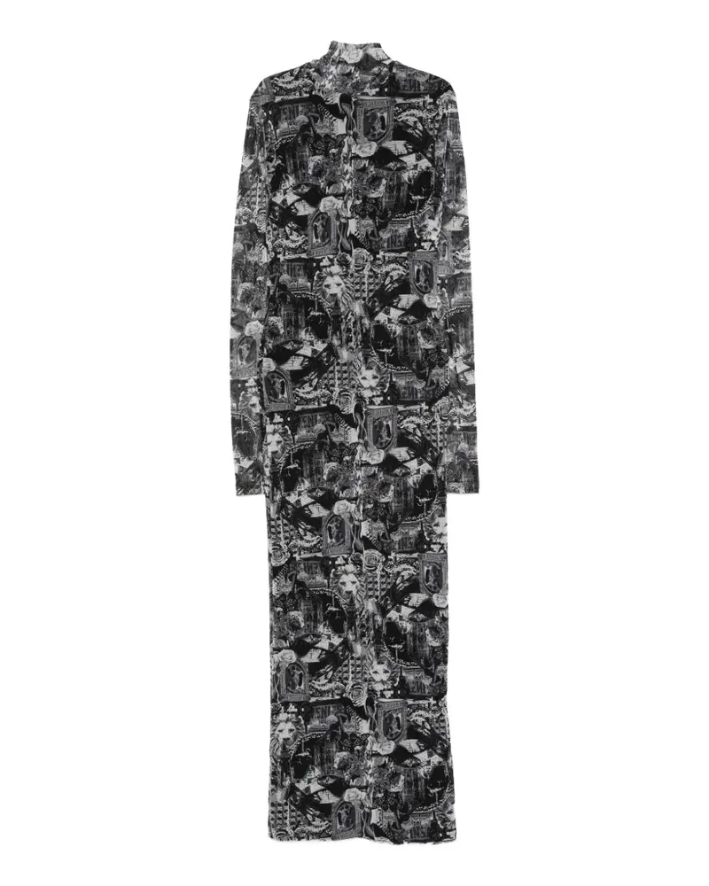Blumarine patterned high-neck midi dress - Schwarz Schwarz