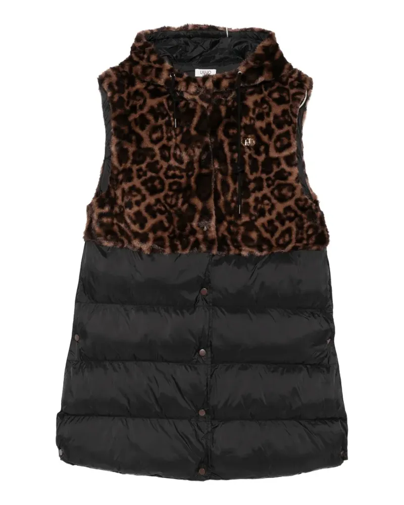 Liu Jo leopard-print panel quilted gilet - Schwarz Schwarz