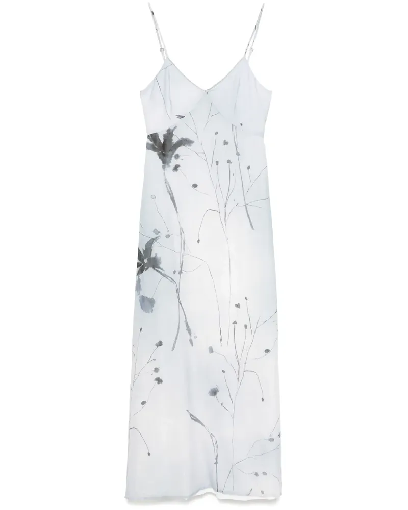Peserico Maxikleid mit Blumen-Print - Blau Blau