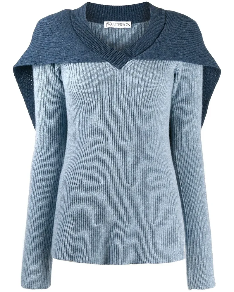 J.W.Anderson Gestrickter Cape-Pullover - Blau Blau