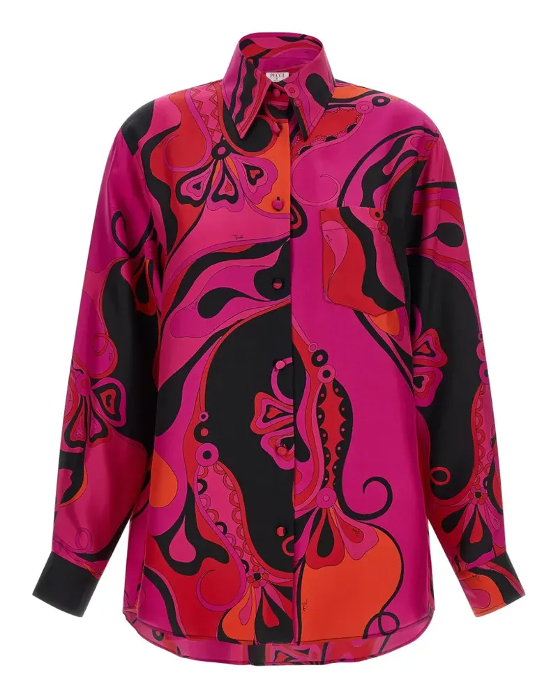 Emilio Pucci orchidee-print silk shirt - Rosa Rosa