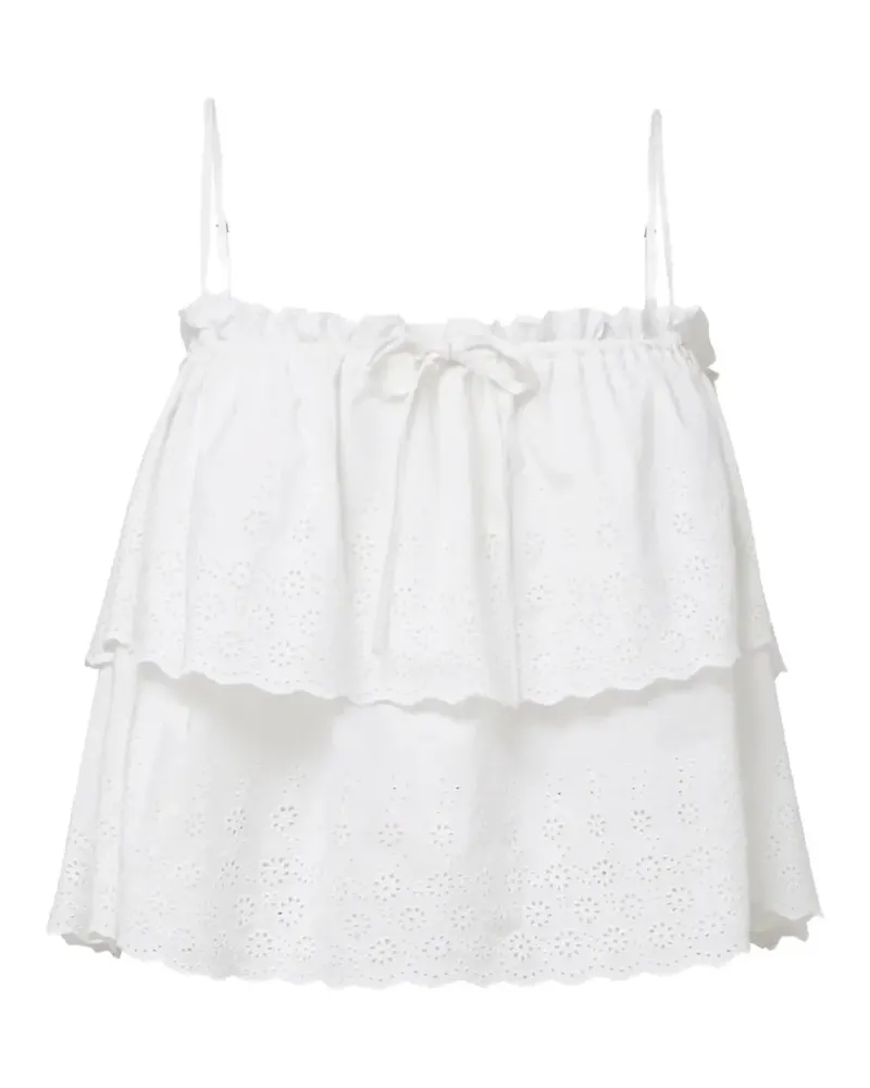 Veronica Beard broderie anglaise tiered top - Weiß Weiß
