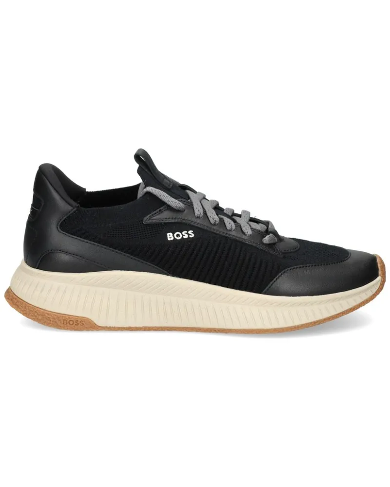 HUGO BOSS Sneakers in Strickoptik - Schwarz Schwarz
