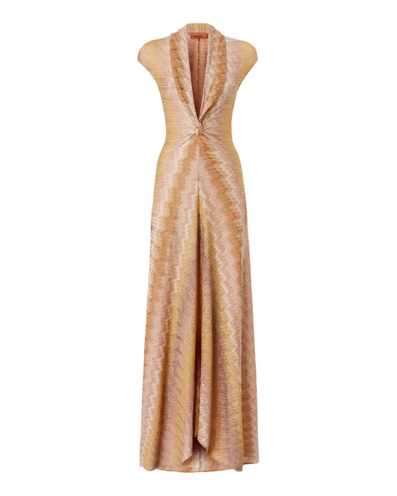 Missoni twisted zigzag-pattern dress - Nude Nude