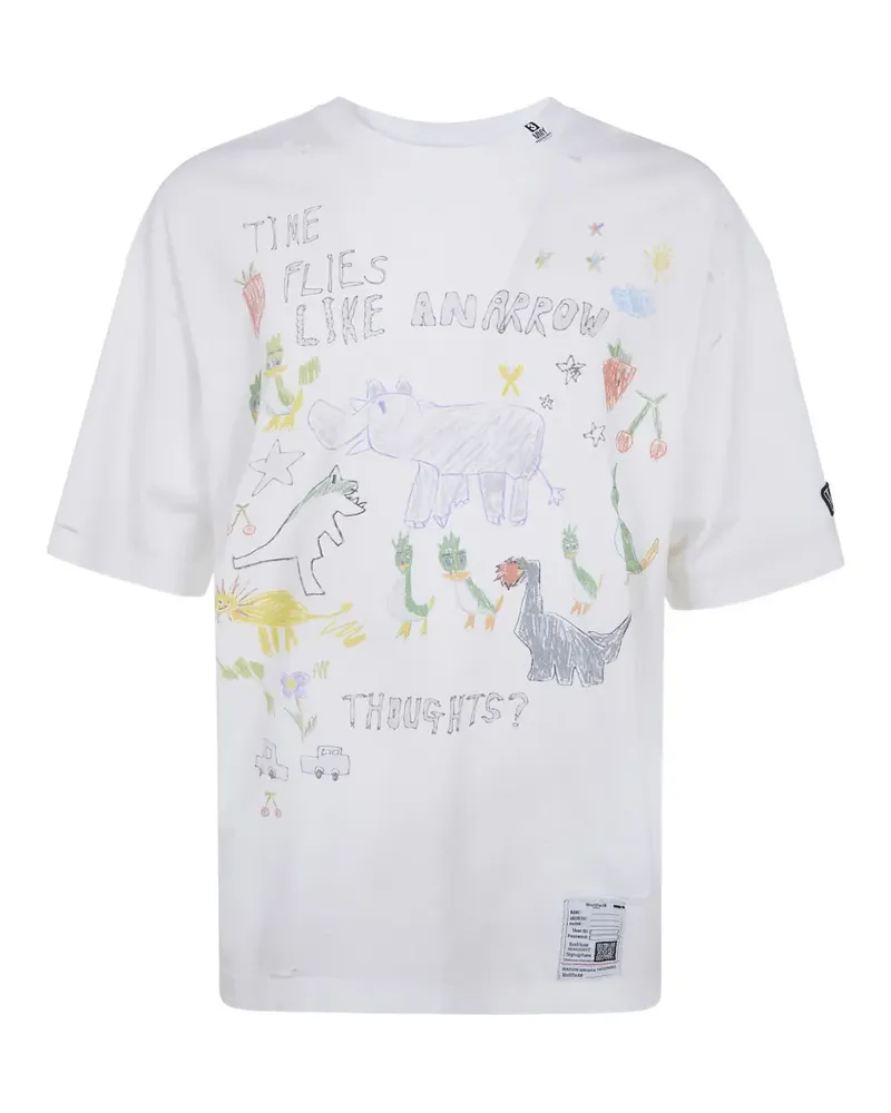 MIHARAYASUHIRO distressed graphic-print t-shirt - Weiß Weiß