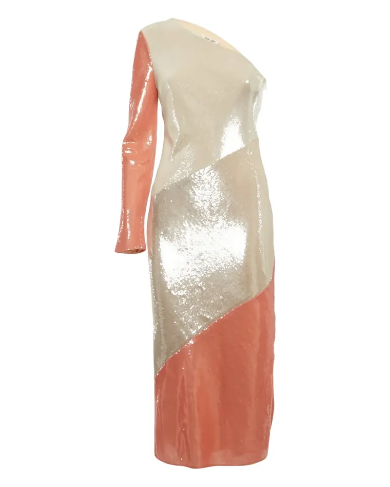 Diane von Furstenberg sequin asymmetric one-shoulder midi dress - Nude Nude