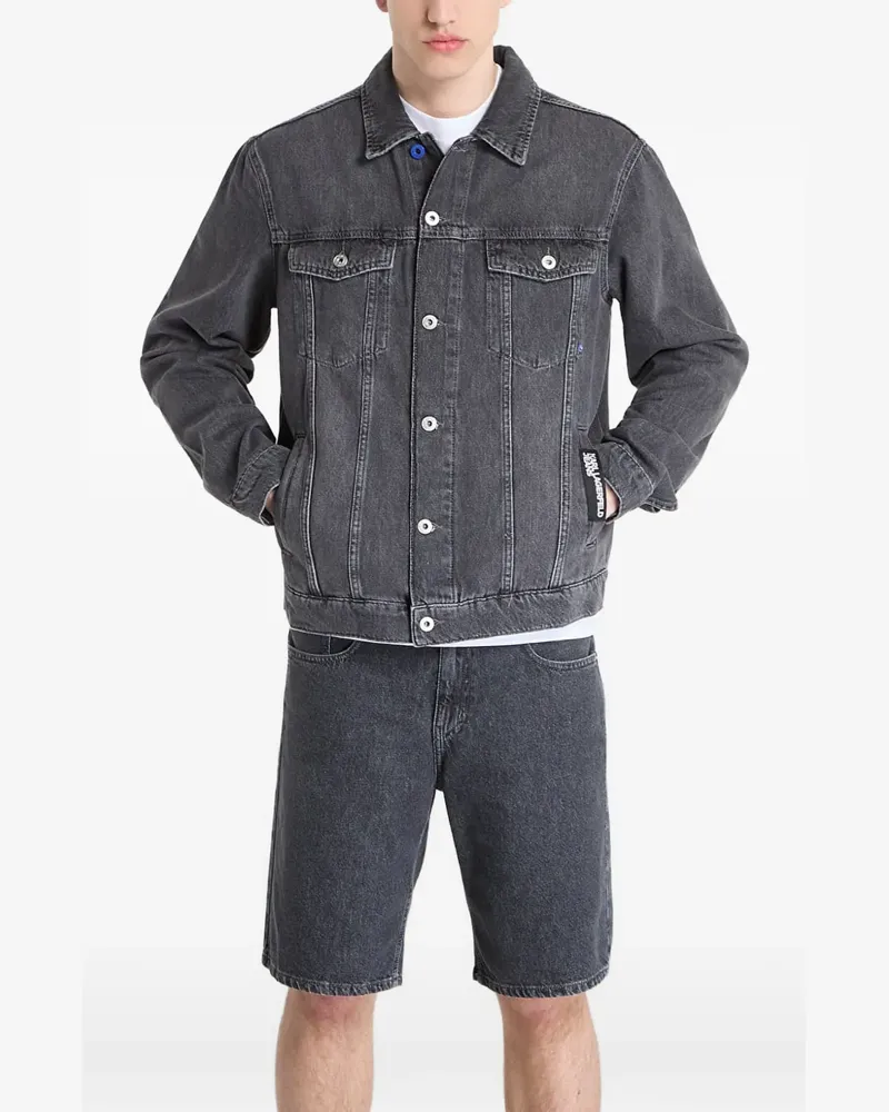 Karl Lagerfeld regular-fit logo-patch denim jacket - Grau Grau