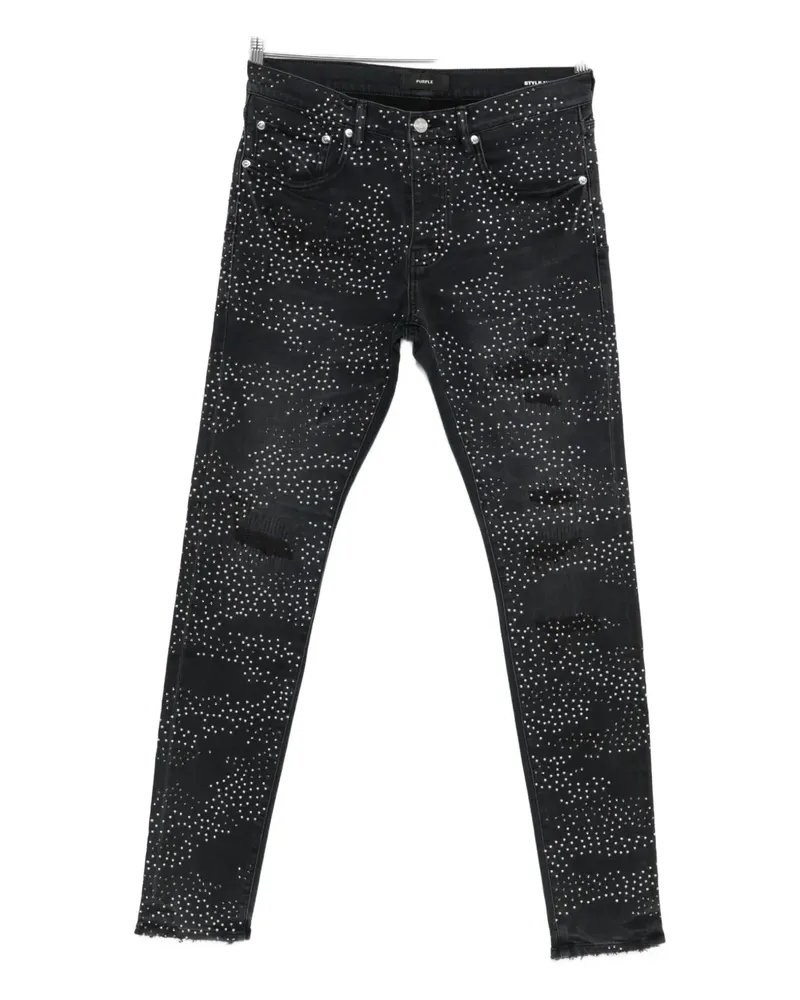 PURPLE BRAND embellished distressed denim - Schwarz Schwarz
