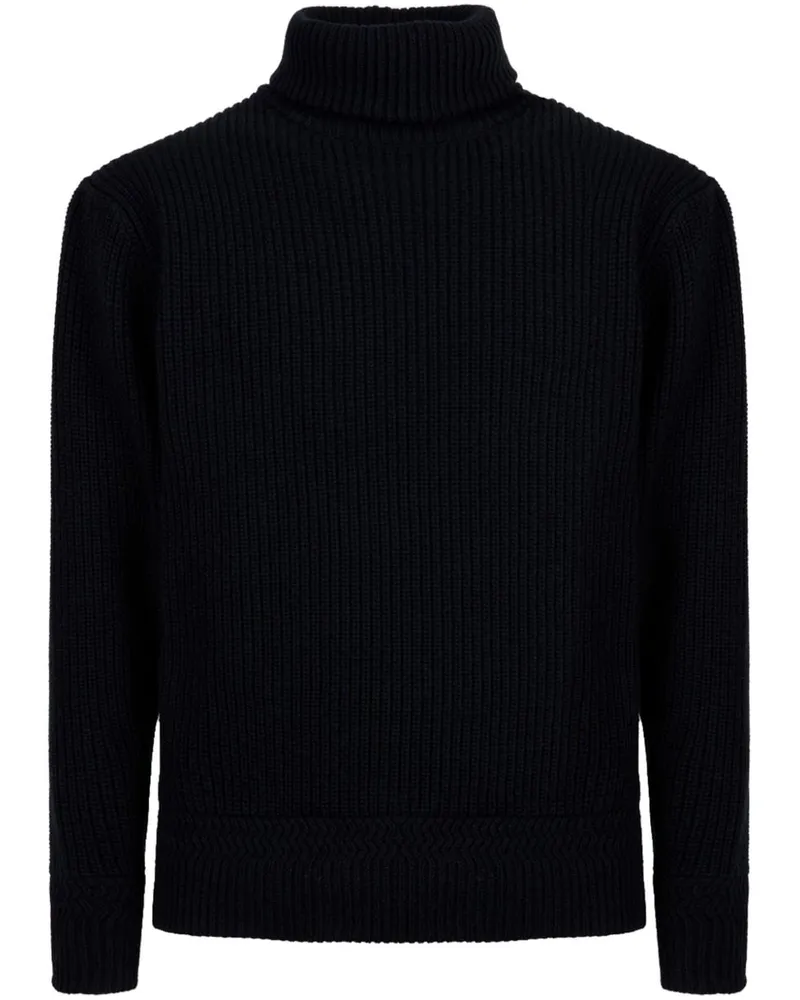 Bally Gerippter Rollkragenpullover - Blau Blau