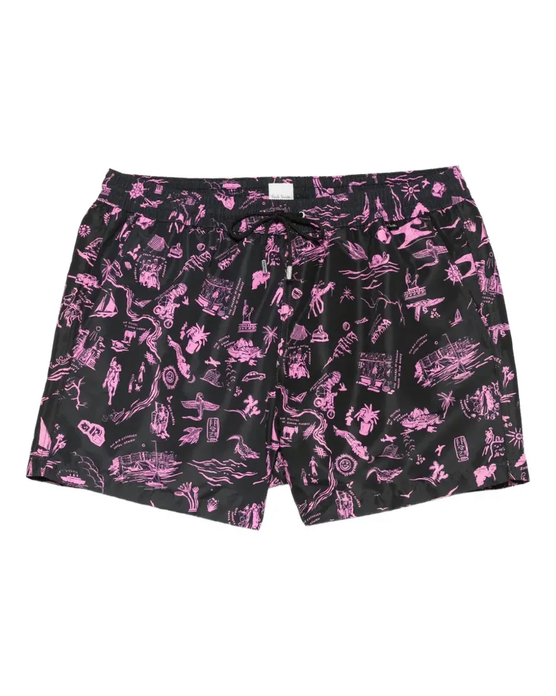 Paul Smith Badeshorts mit Print - Schwarz Schwarz