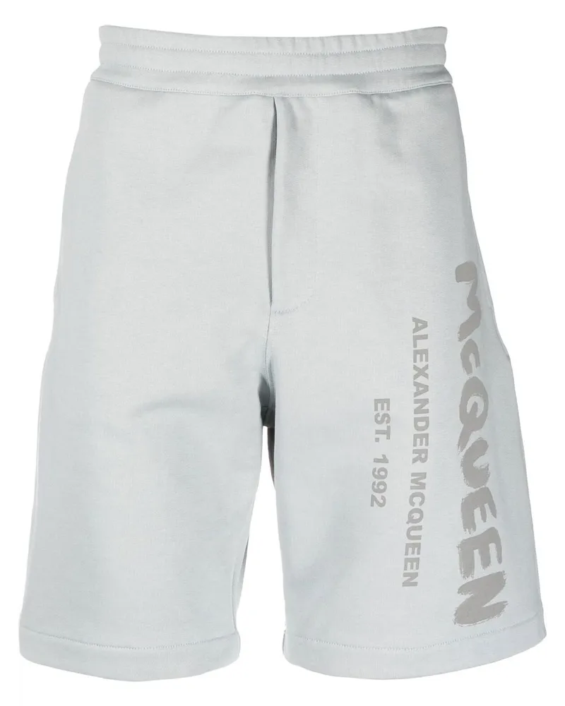 Alexander McQueen Joggingshorts mit Graffiti-Print - Blau Blau