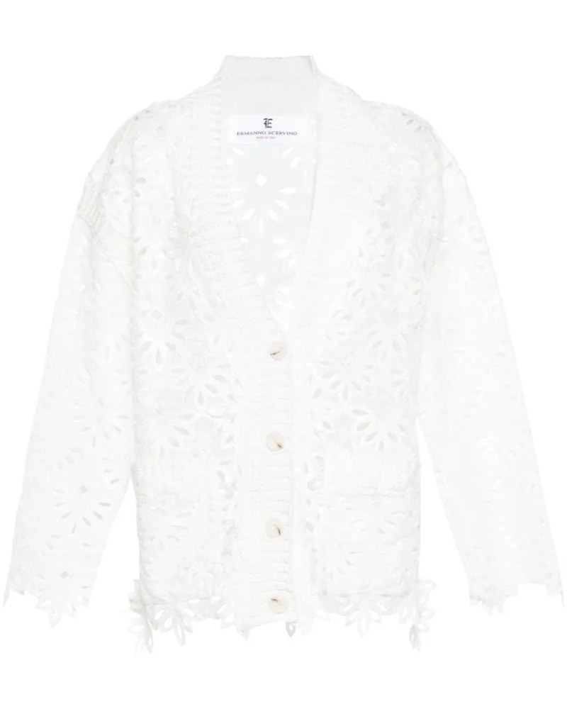 Ermanno Scervino Cardigan mit Spitze Weiß