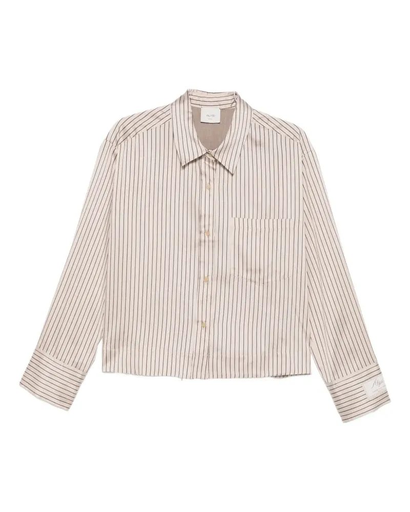 ALYSI vertical-stripe chest-pocket shirt - Nude Nude