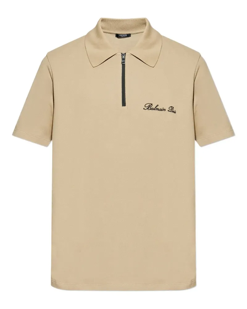 Balmain Poloshirt mit Reißverschluss - Nude Nude