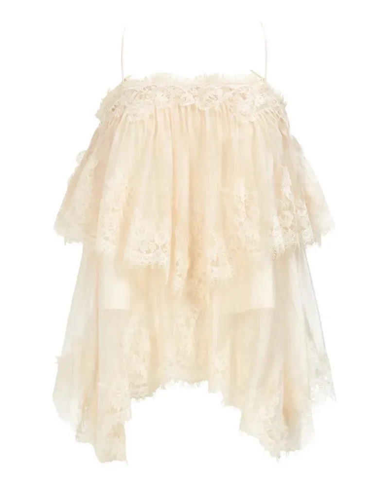 Aje. Ophelia lace-trimmed tiered mini dress - Gelb Gelb