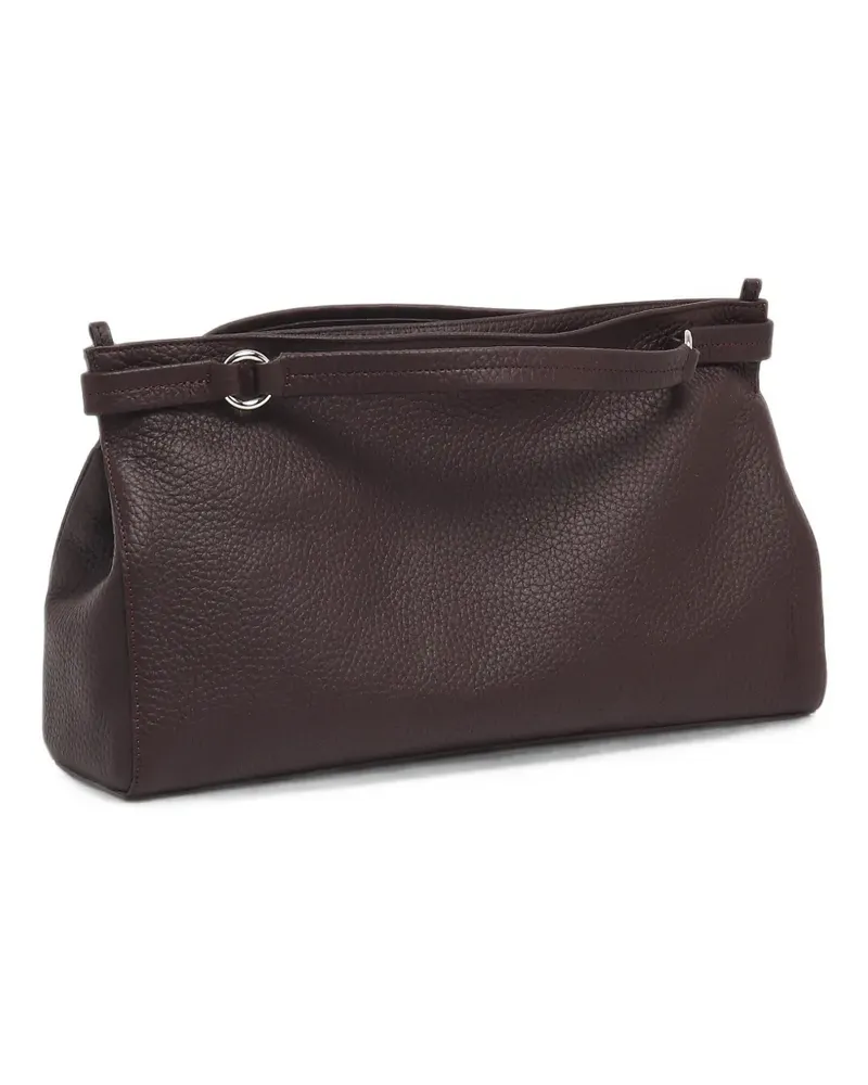 Orciani midi grained leather tote bag - Braun Braun