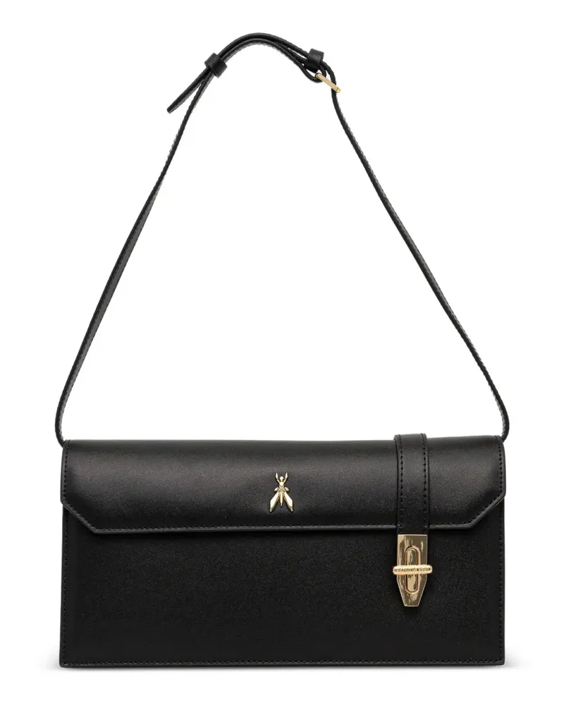 Patrizia Pepe Modern Utility Schultertasche mit Logo - Schwarz Schwarz