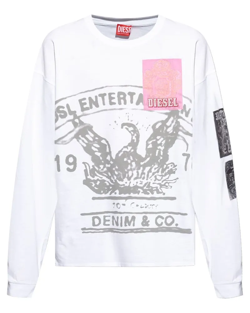 Diesel Sweatshirt mit grafischem Print Weiß