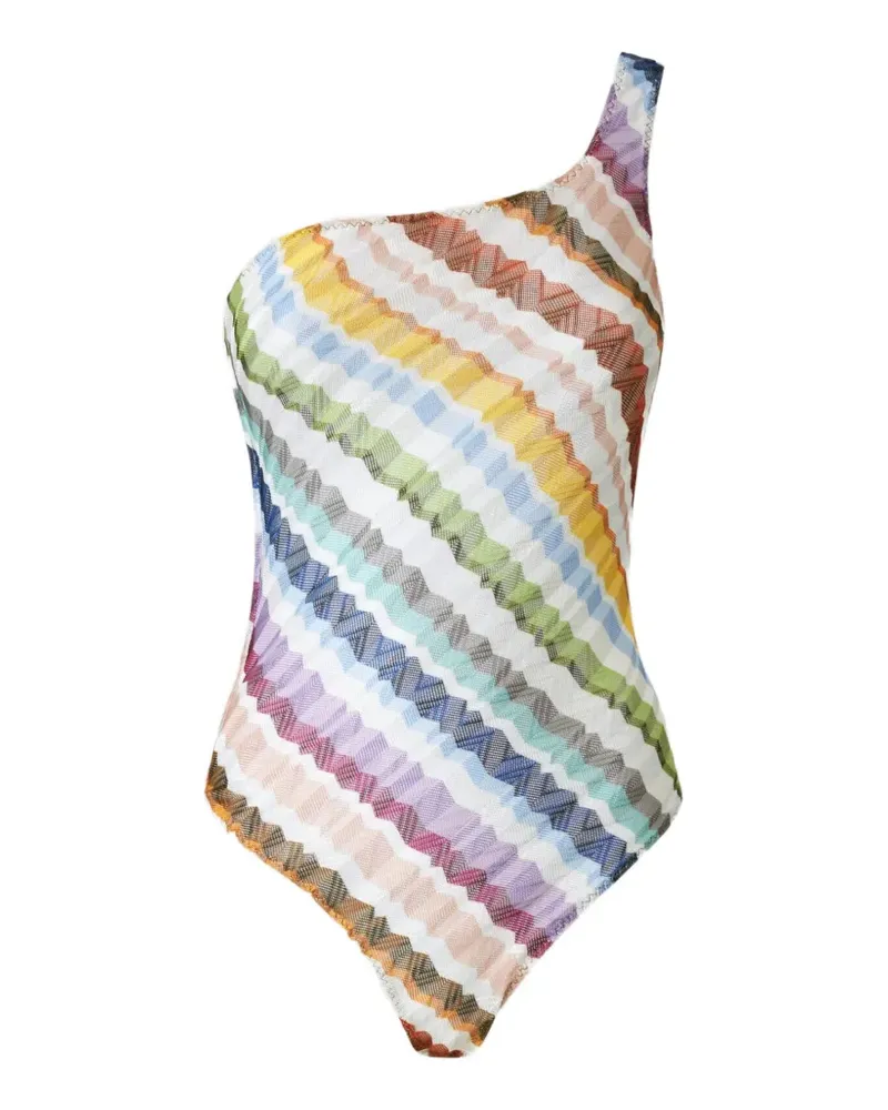 Missoni zigzag-knit one-shoulder swimsuit - Weiß Weiß