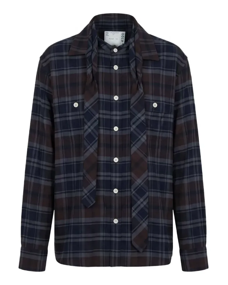 Sacai plaid-check flannel shirt - Blau Blau