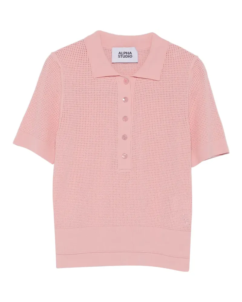 Alpha Studio Gestricktes Poloshirt - Rosa Rosa