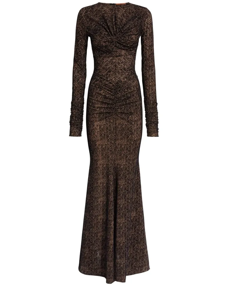Missoni Gerafftes Kleid mit Zickzackmuster - Braun Braun