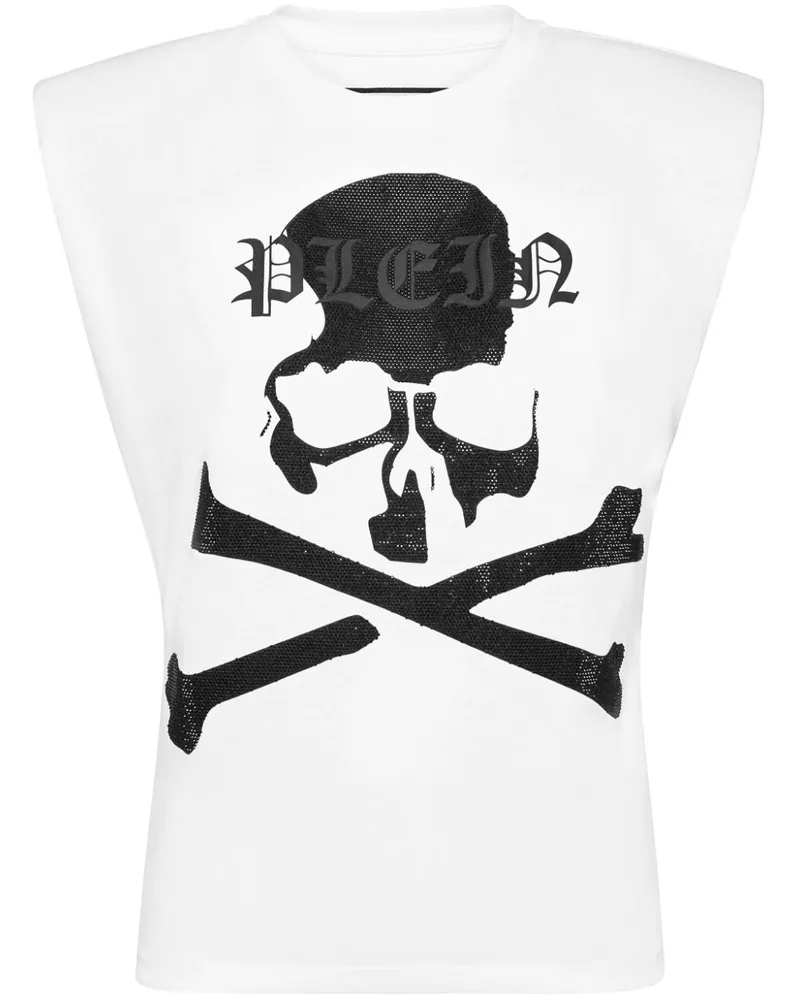 Philipp Plein Tanktop mit Strass-Totenkopf - Weiß Weiß