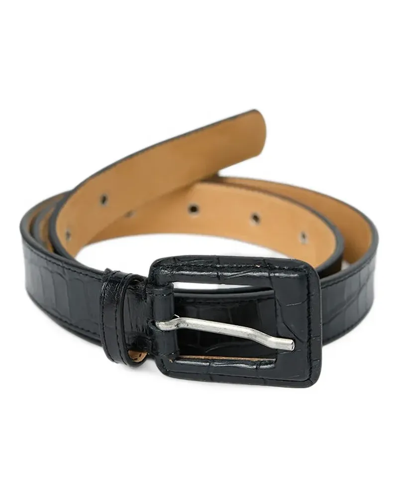 Mfpen Drivers crocodile-effect leather belt - Schwarz Schwarz