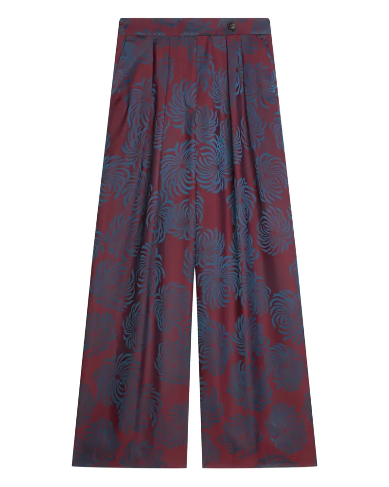 Dries van Noten Plissierte Hose mit Print - Blau Blau