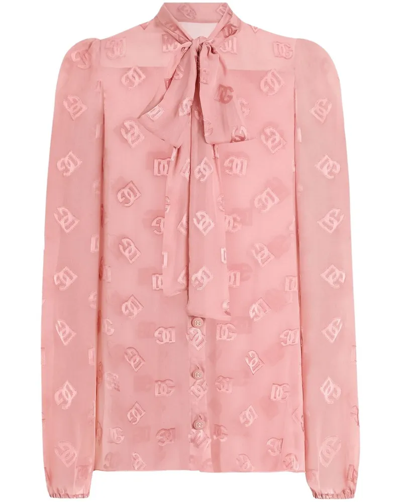 Dolce & Gabbana Hemd mit Logo-Devoré - Rosa Rosa