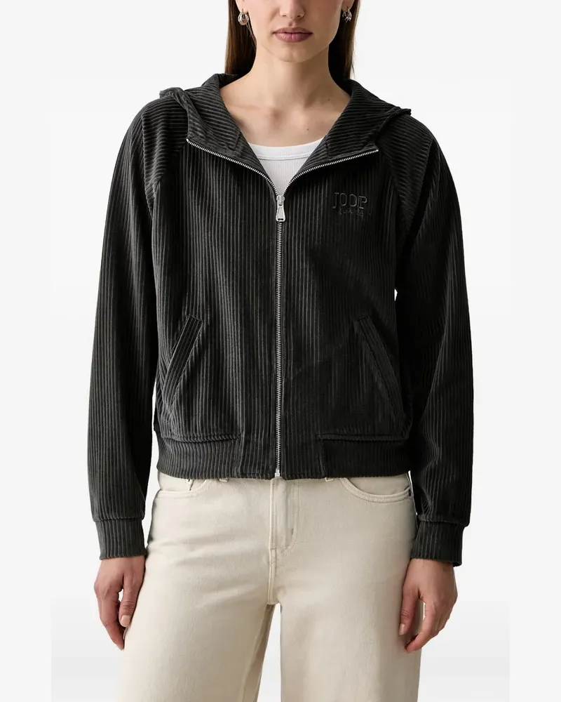 JOOP! Kapuzenjacke aus geripptem Strick - Grau Grau