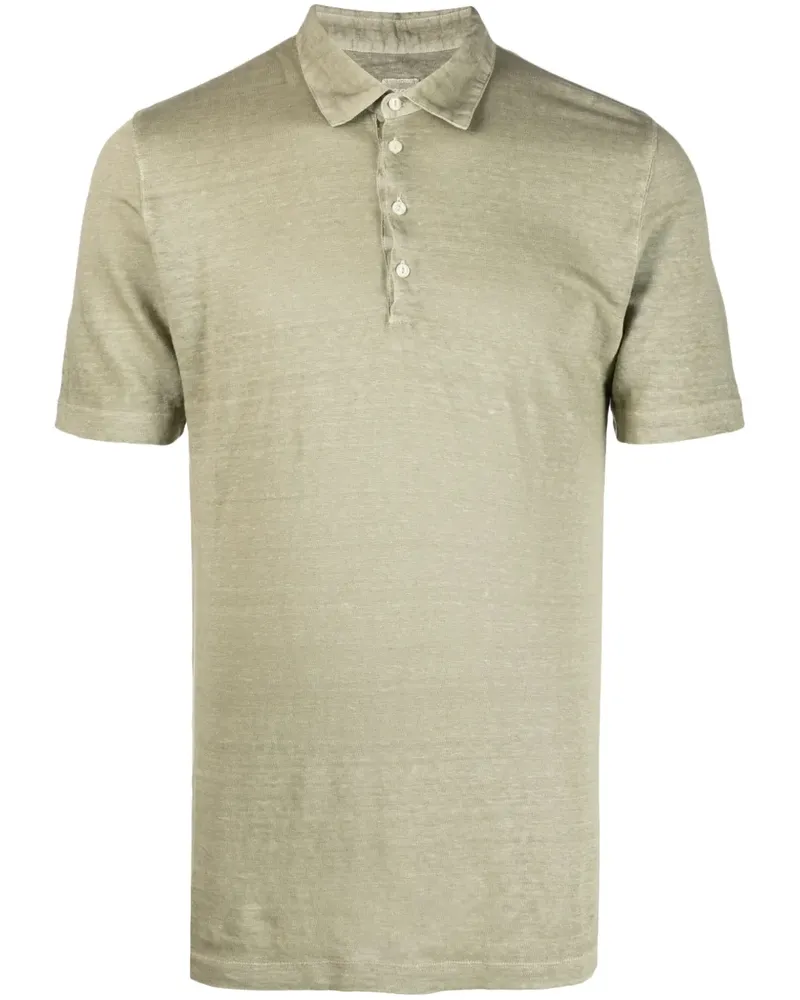 120% Lino Poloshirt aus Leinen - Grün Grün