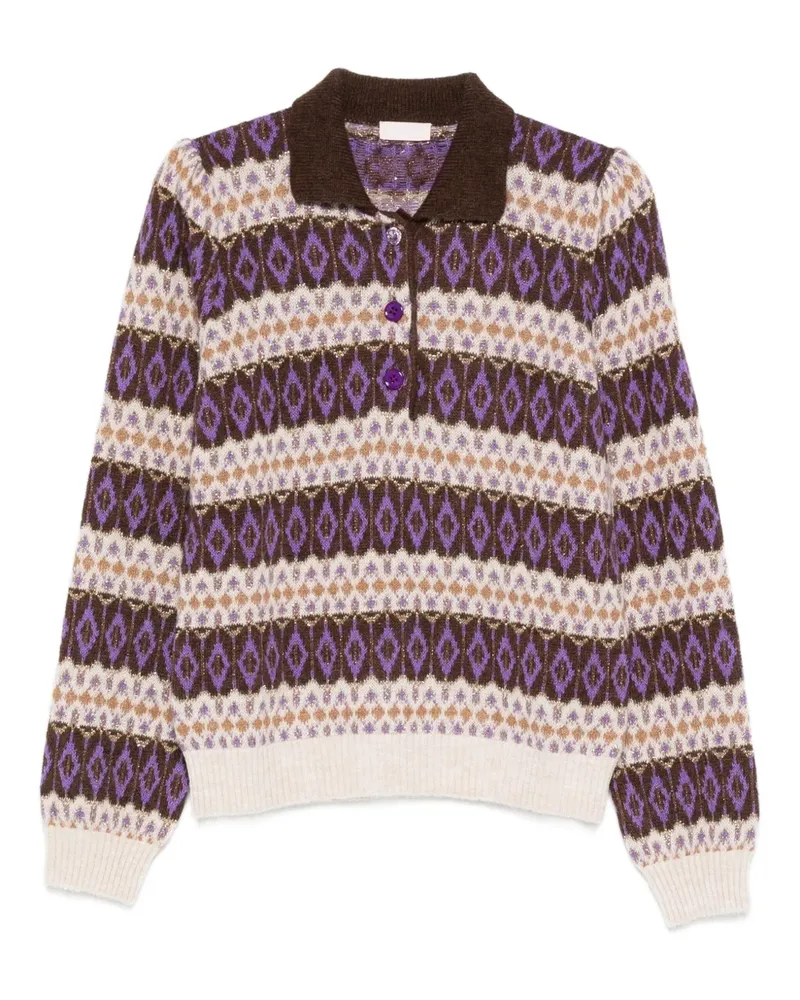Liu Jo Poloshirt mit gemustertem Kragen - Violett Violett
