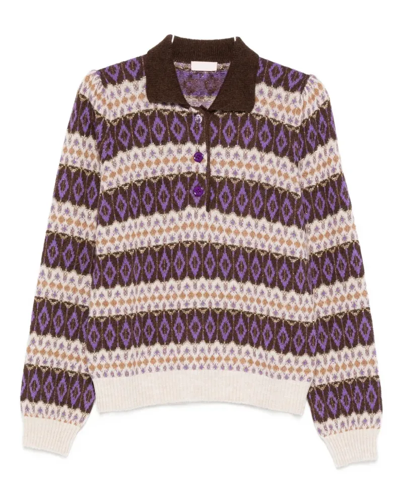 Liu Jo patterned collared polo shirt - Violett Violett
