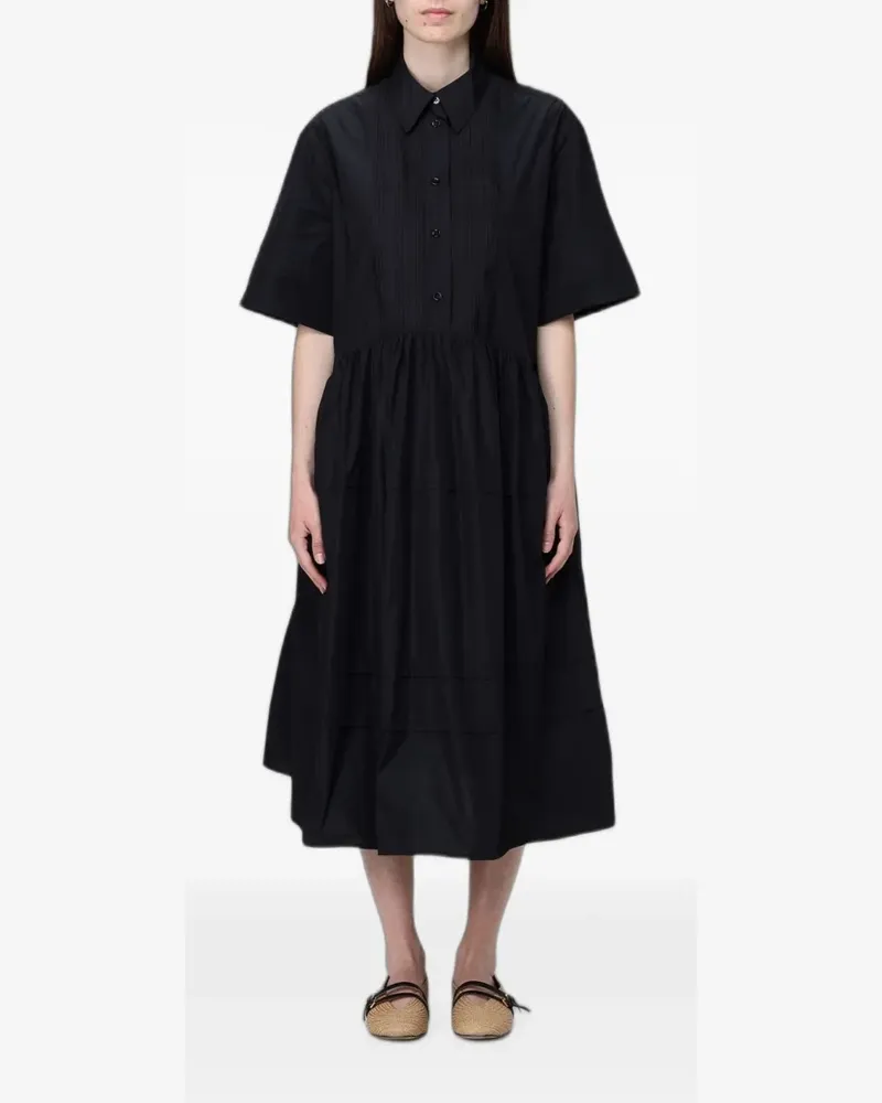 MEIMEIJ pleated-bib tiered shirt dress - Schwarz Schwarz