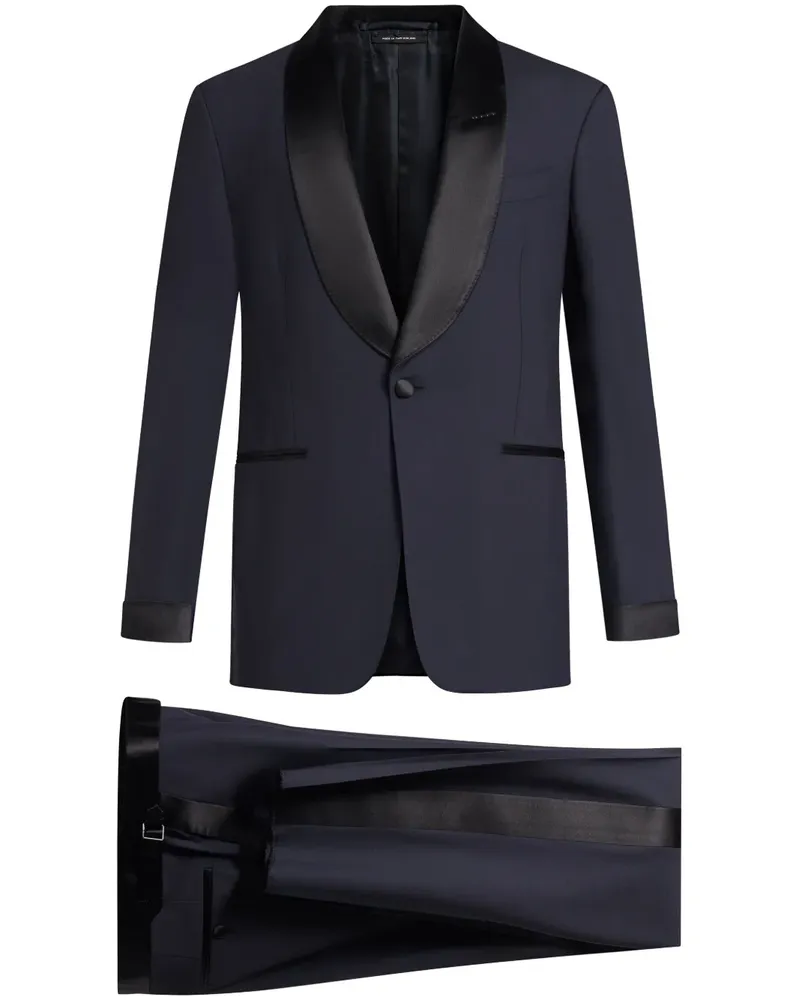 Tom Ford Anzug mit Satinbesatz - Blau Blau
