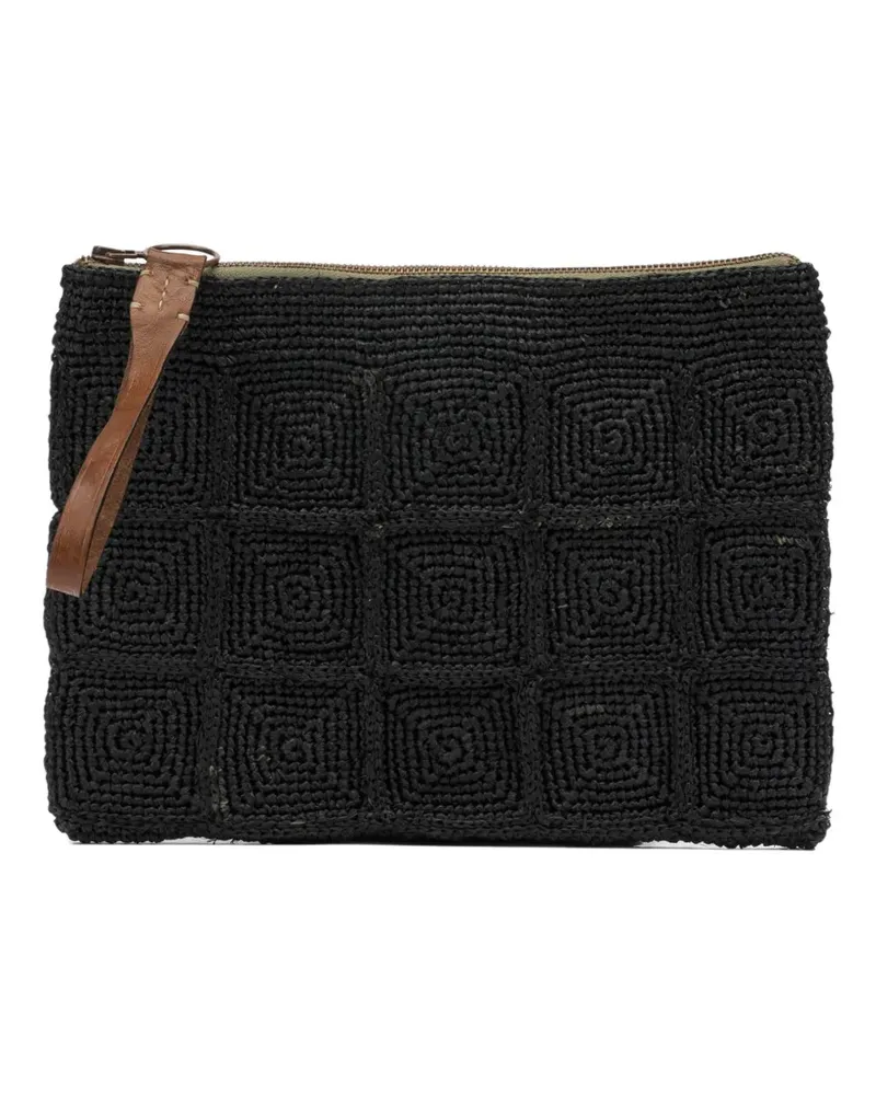 IBELIV Tanala woven-raffia clutch bag - Schwarz Schwarz