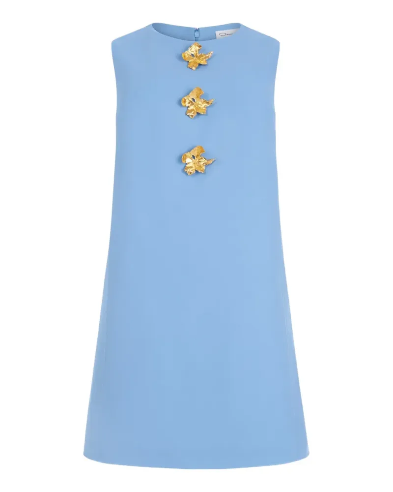 Oscar de la Renta button-detail wool shift dress - Blau Blau