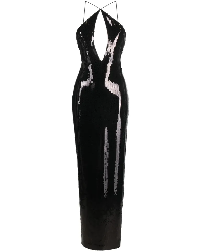Mônot Elsa Maxikleid mit Pailletten - Schwarz Schwarz