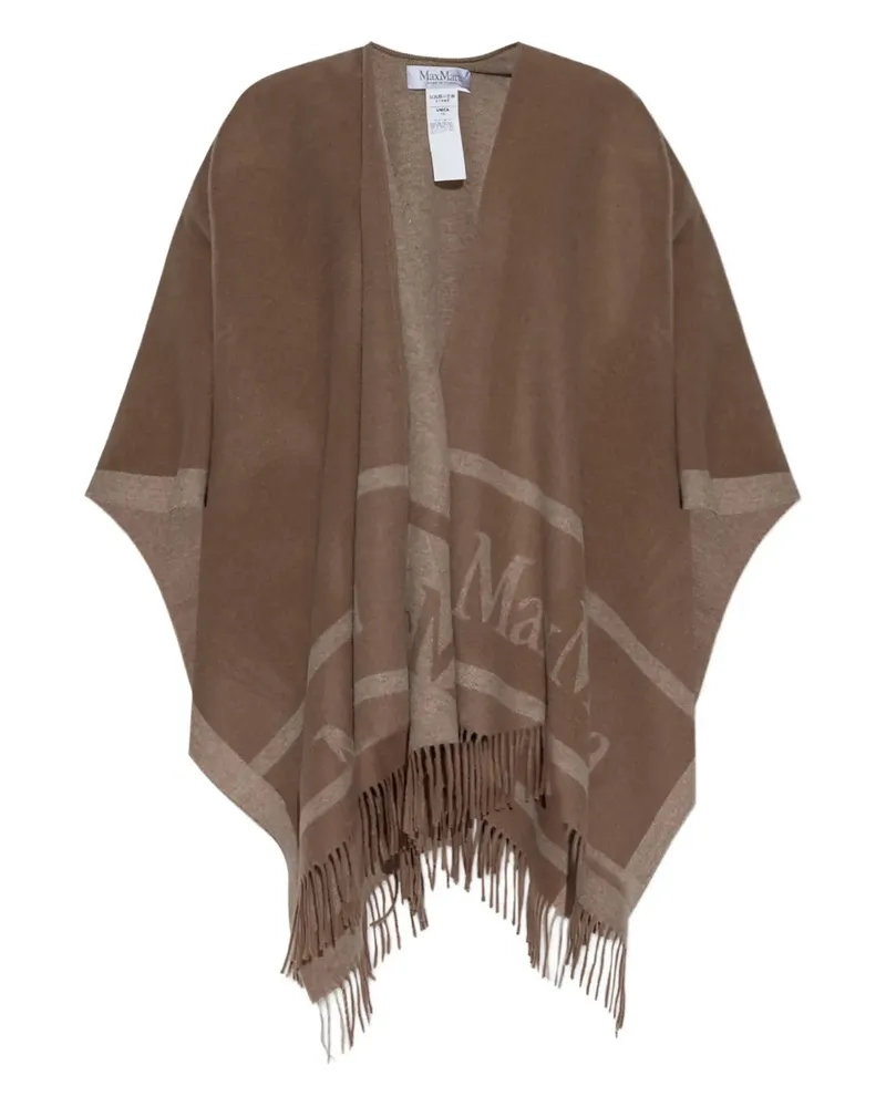 Max Mara Schal-Poncho mit Fransen - Braun Braun