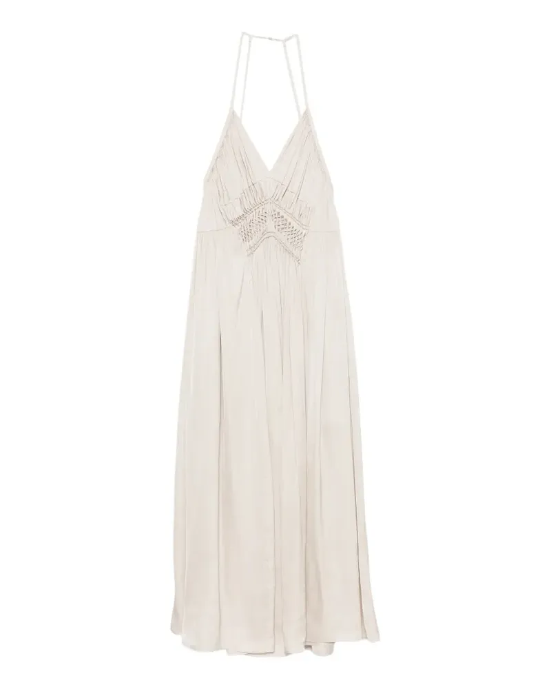 Barbara Bui macramé-detail pleated maxi dress - Nude Nude