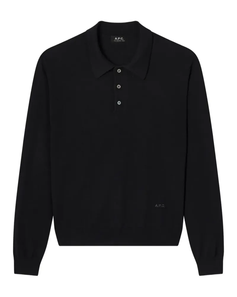 A.P.C. Poloshirt mit Logo-Stickerei - Schwarz Schwarz