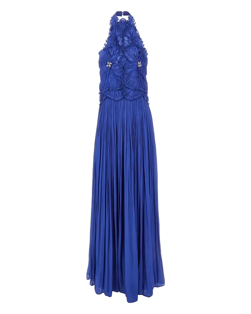 COSTARELLOS Neckholder-Maxikleid mit Falten - Blau Blau