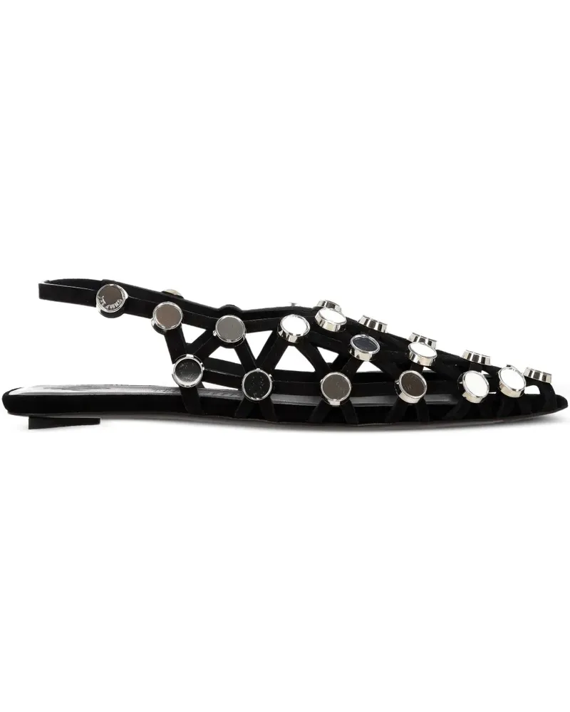 ATTICO Spitze Wildleder-Pumps mit Gittermuster - Schwarz Schwarz