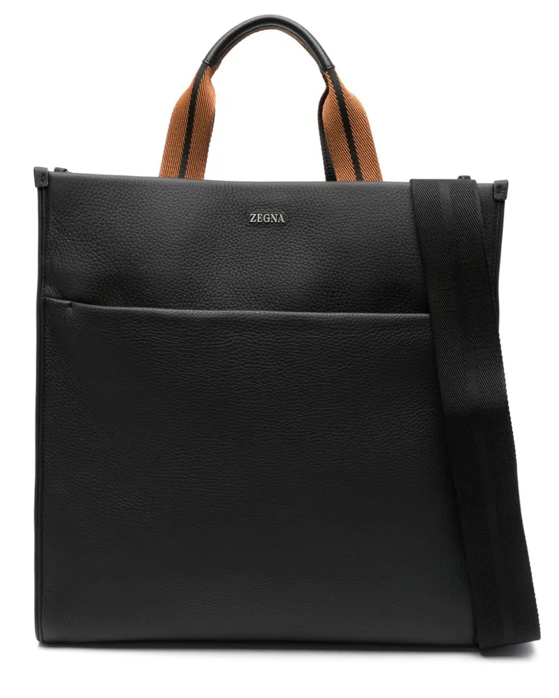 Ermenegildo Zegna Shopper mit Logo-Schild - Schwarz Schwarz