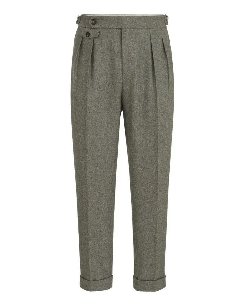 Brunello Cucinelli virgin wool flannel trousers with double pleats and waist tabs - Grau Grau