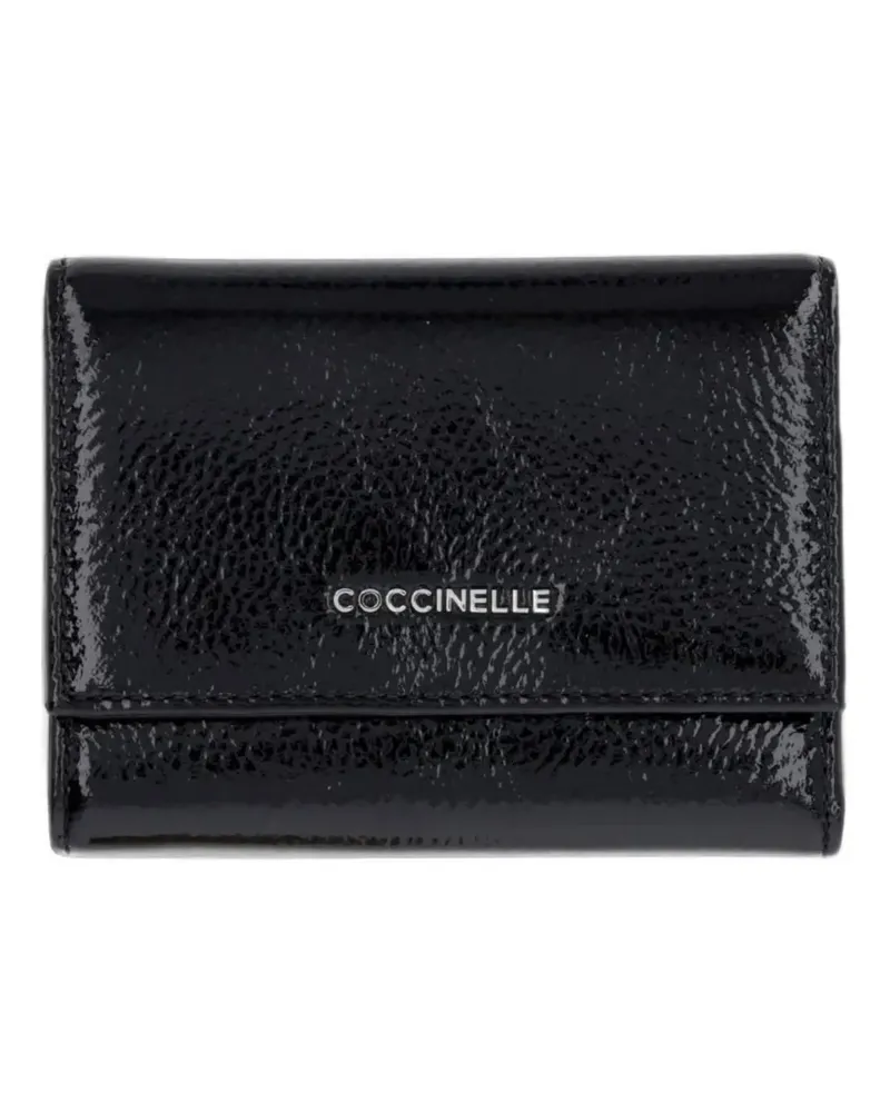 Coccinelle Portemonnaie mit Knitteroptik - Schwarz Schwarz