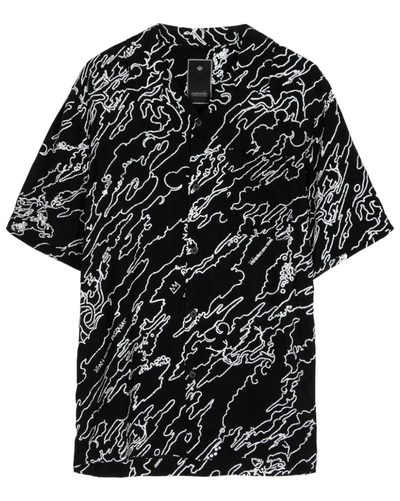 maharishi Maha Basquiat Hemd mit abstraktem Print - Schwarz Schwarz