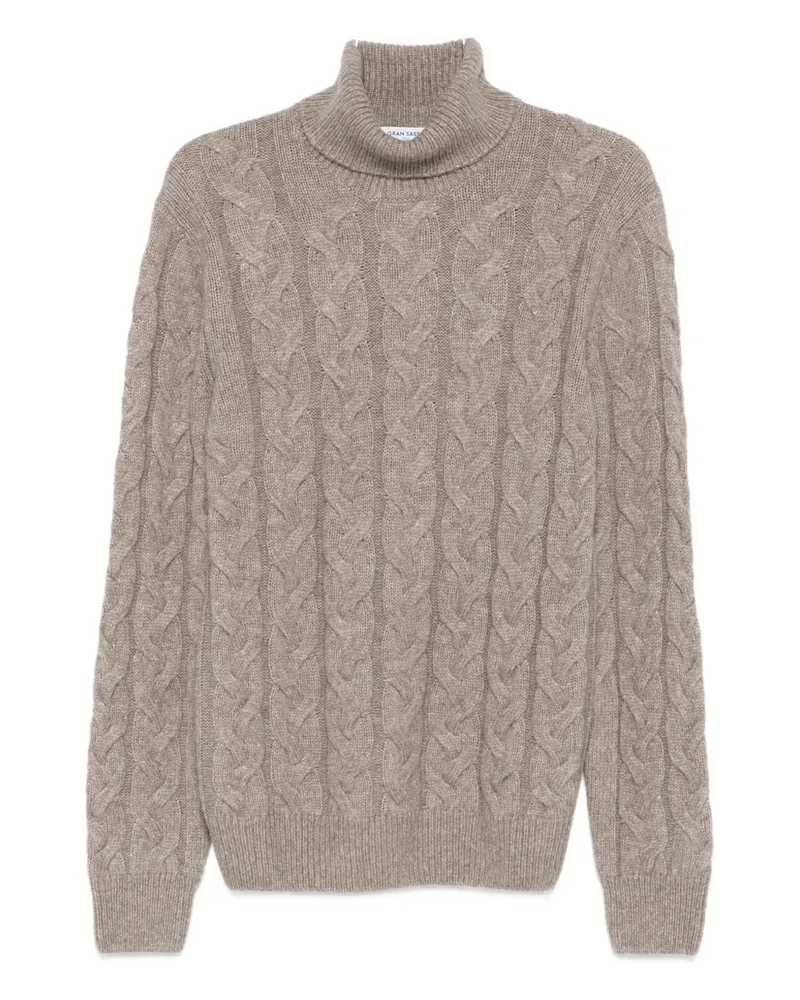 Gran Sasso Rollkragenpullover mit Zopfmuster - Braun Braun
